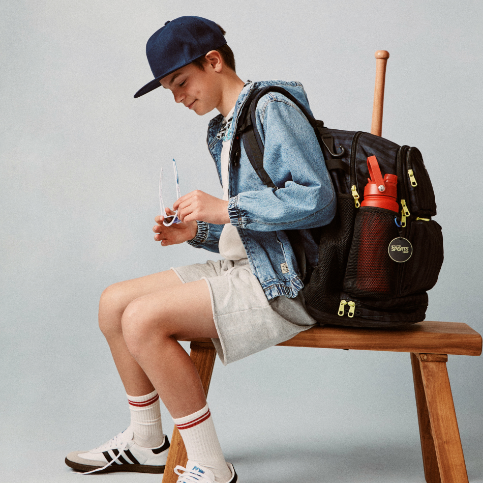 Shea Baseball Backpack Black Grey Striped