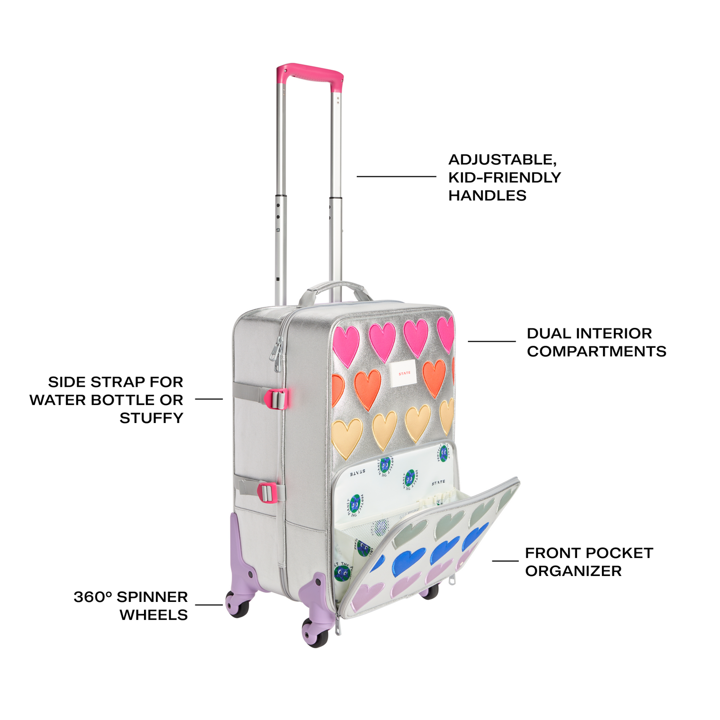 Logan Carry-On Suitcase Patchwork Hearts