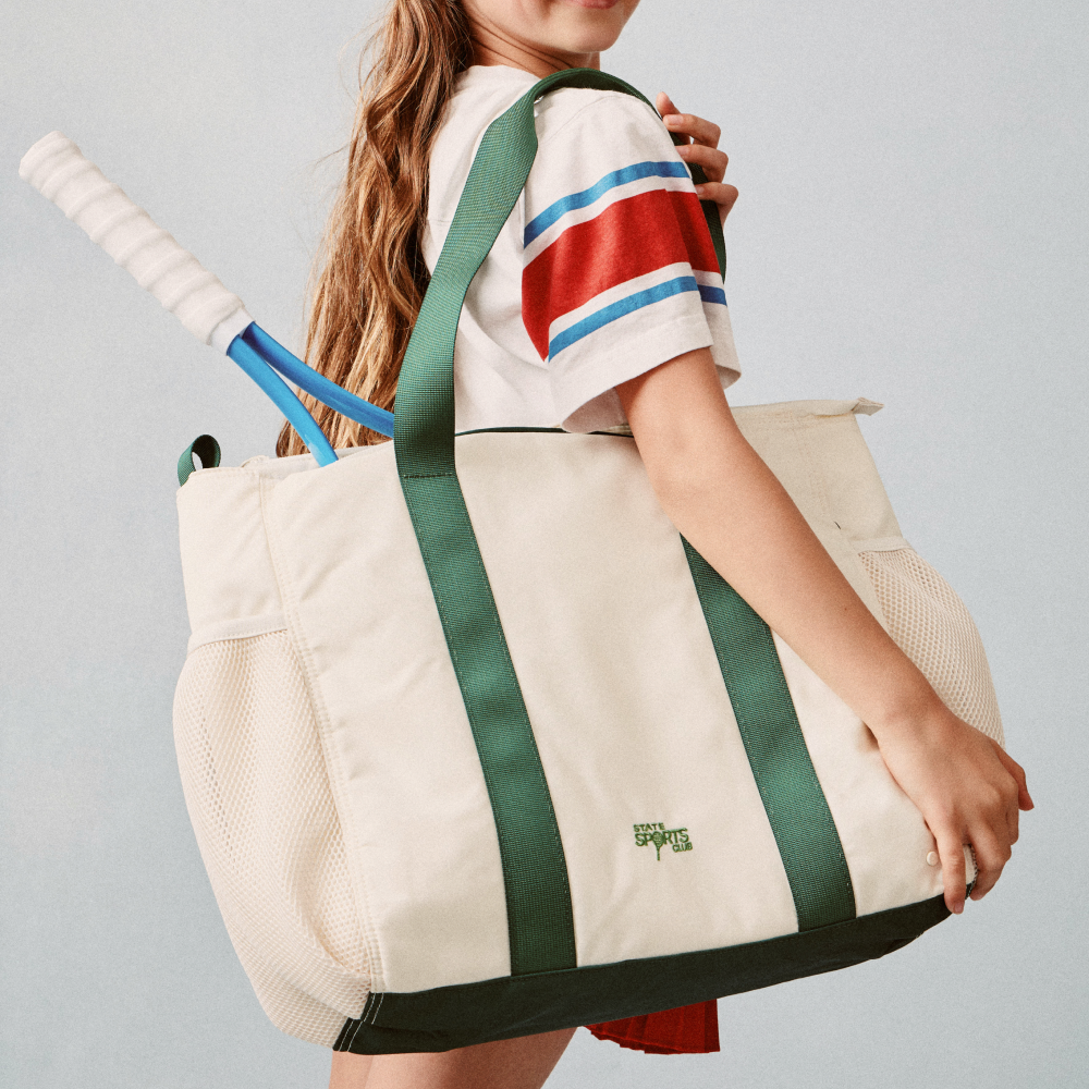 Riley Tennis Tote Ivory/Green