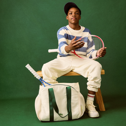 Riley Tennis Tote Ivory/Green