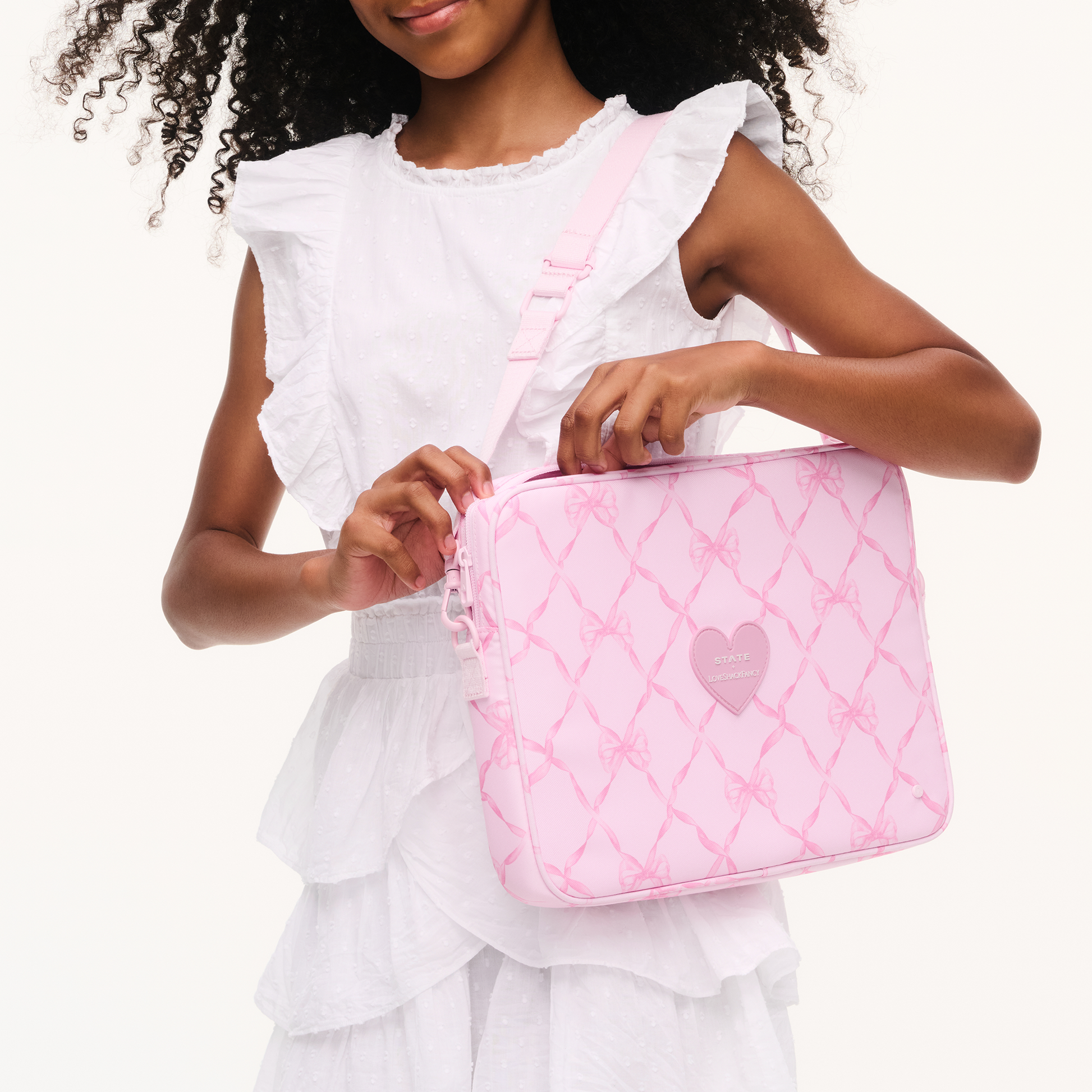STATE x LoveShackFancy Allen Laptop Case Pink Peppermint