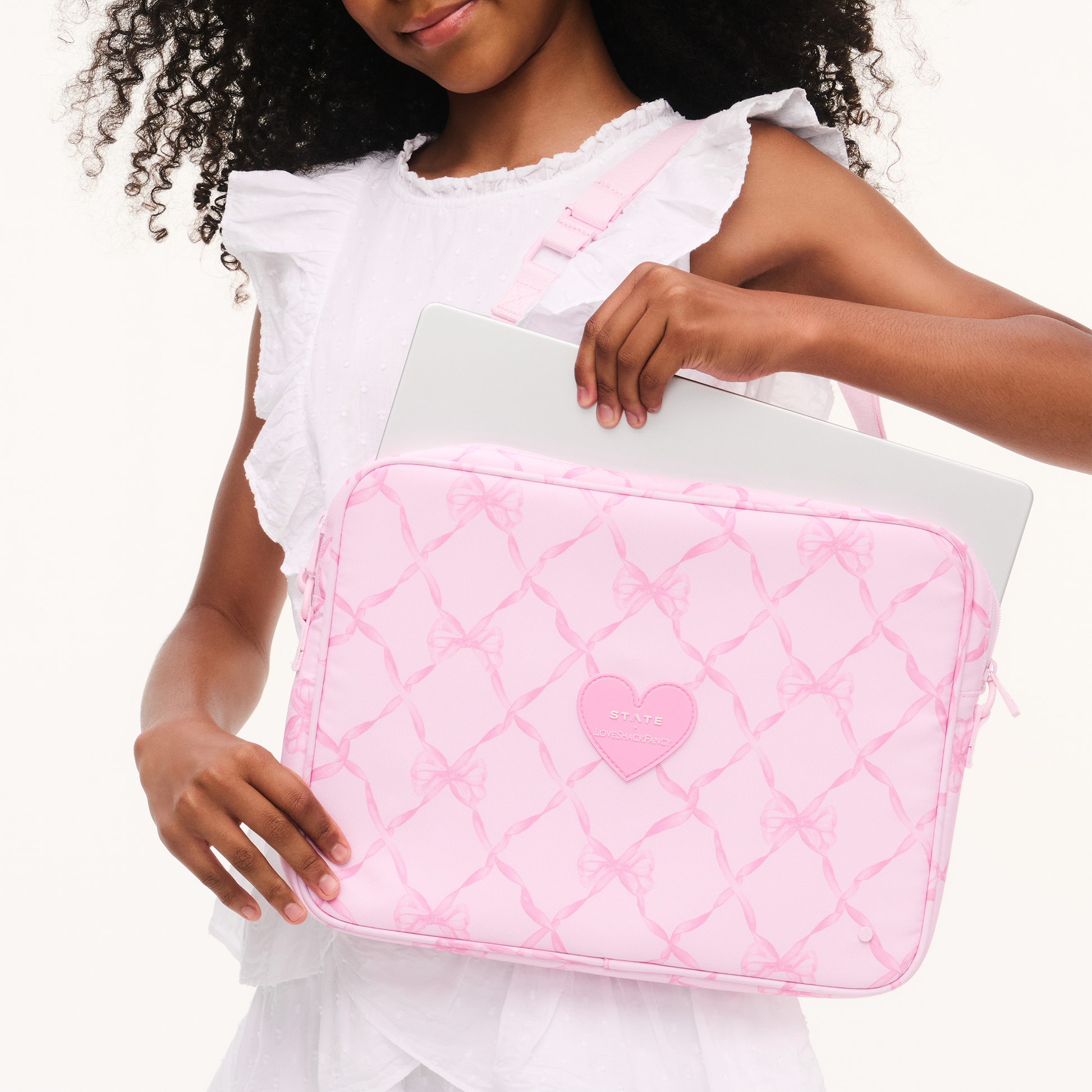STATE x LoveShackFancy Allen Laptop Case Pink Peppermint