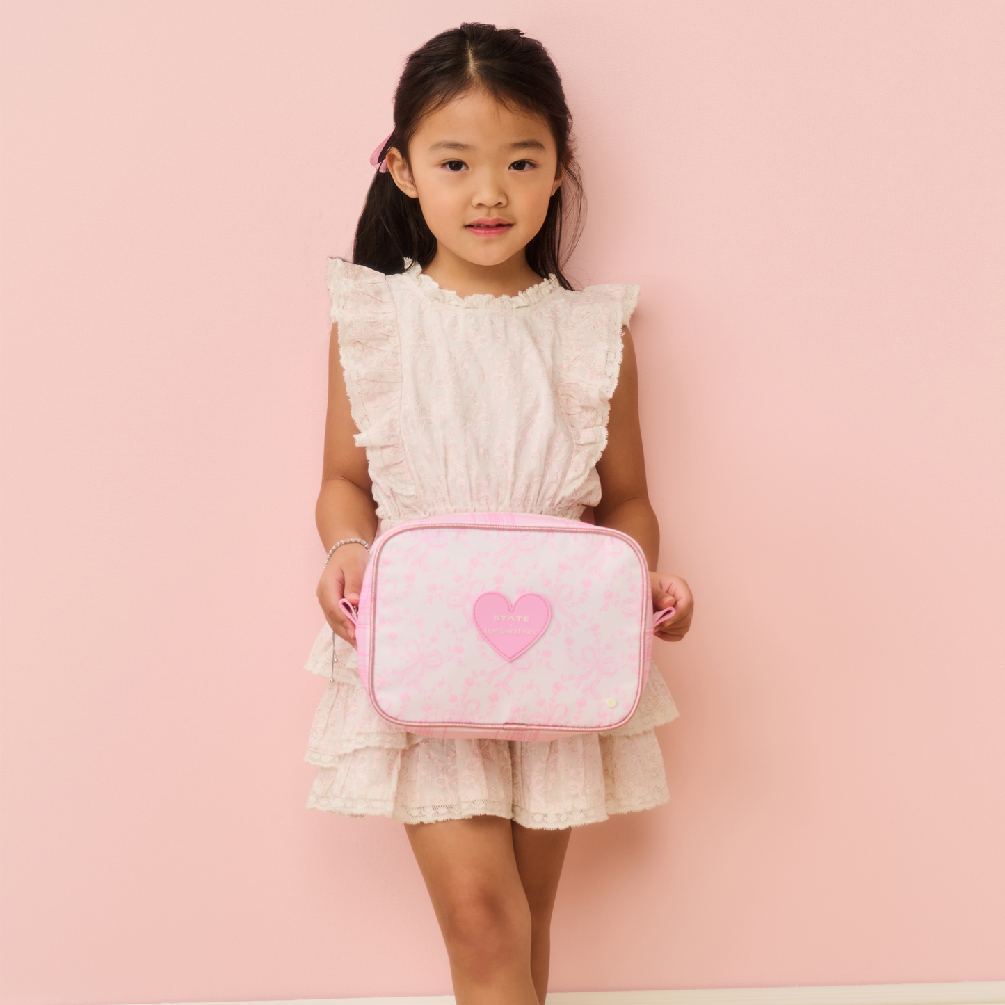 STATE x LoveShackFancy Travel Pouch Set of Three Pink Vanilla
