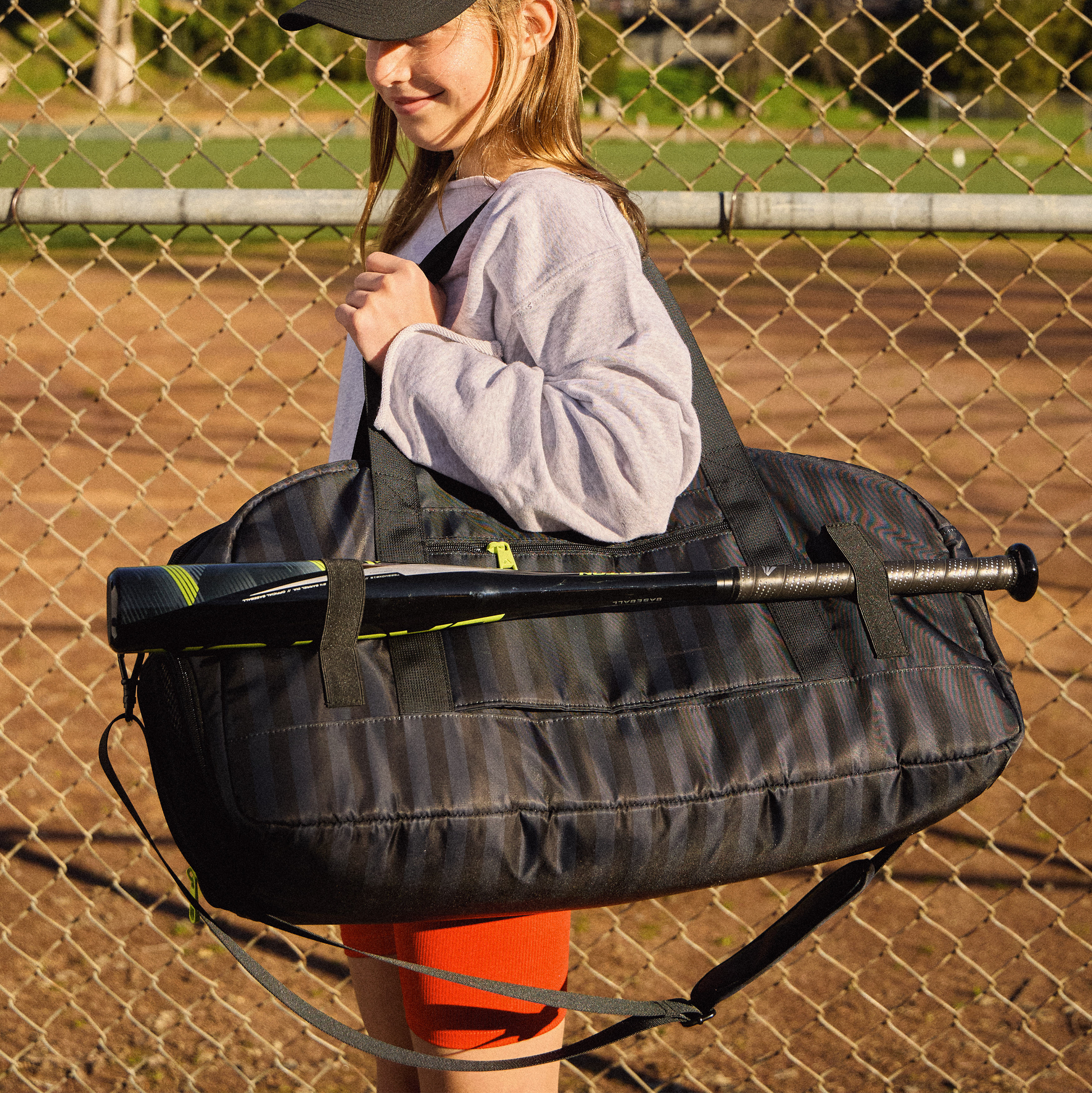 Fenway Sports Duffle Black Grey Striped