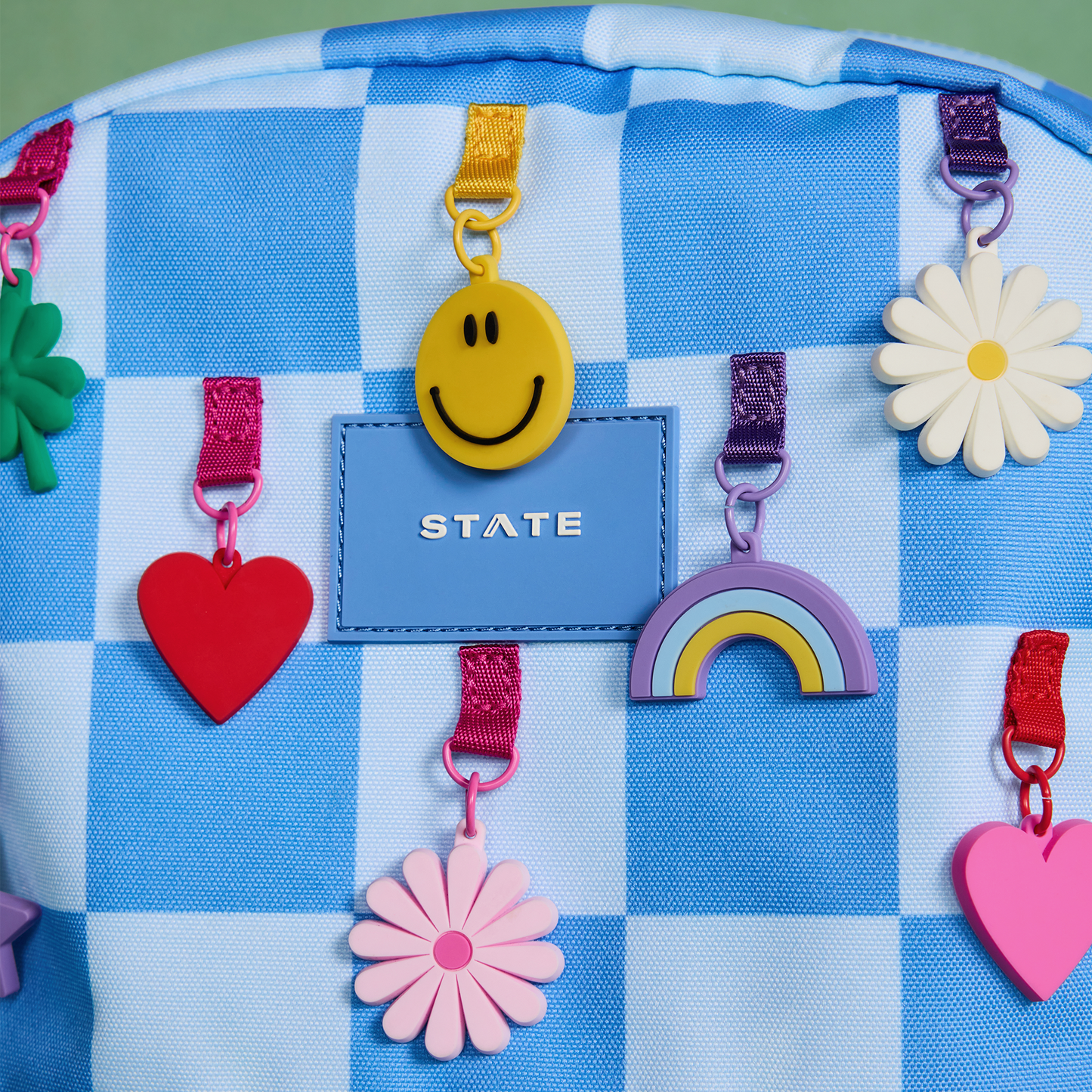 Kane Backpack Charms Blue Checkerboard