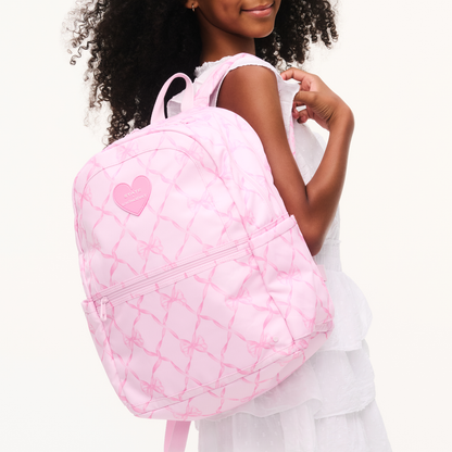 STATE x LoveShackFancy Kane Double Pocket Backpack Pink Peppermint