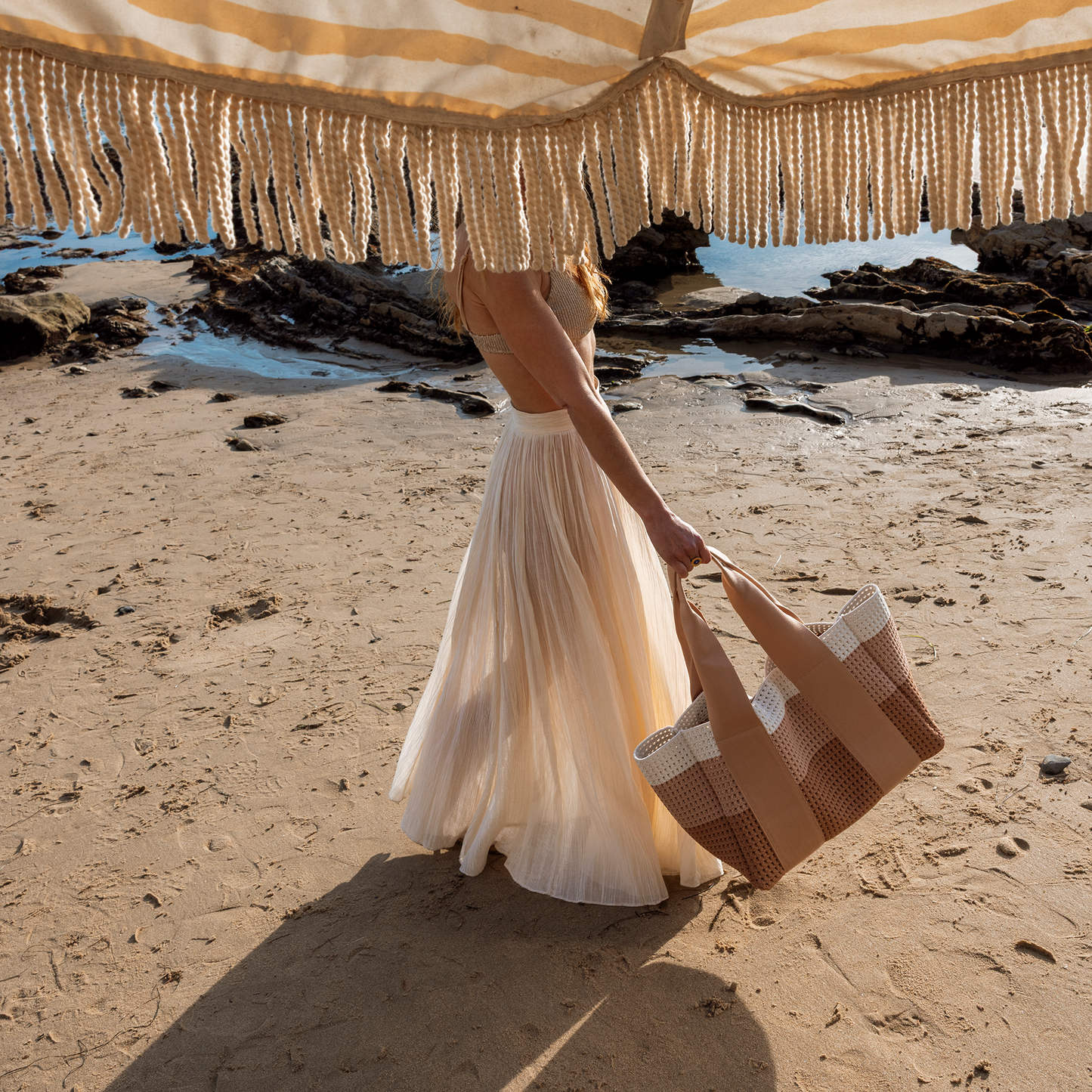 Wellington Cabana Tote Neutral Stripe