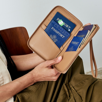 Family Passport Holder Brown