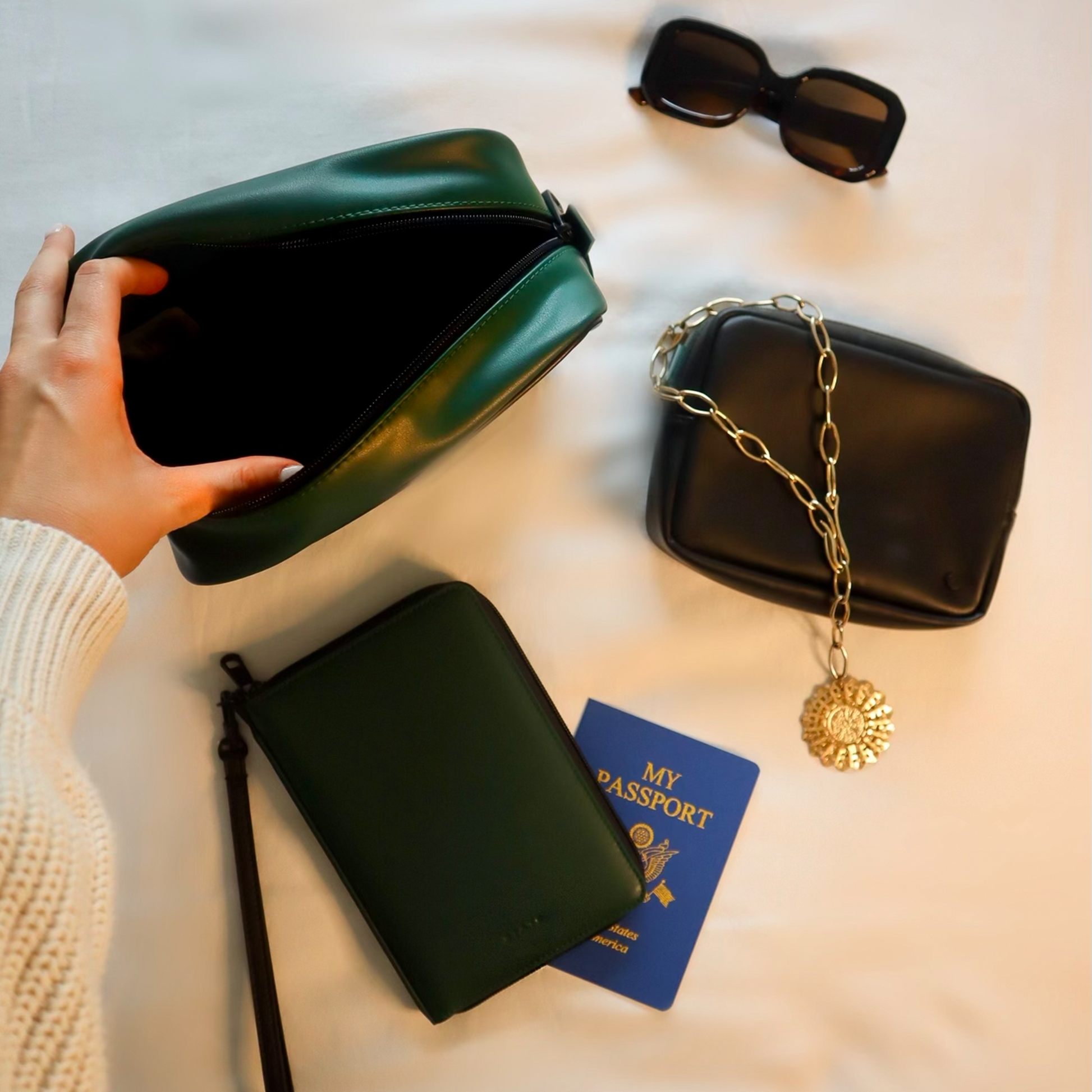 Travel Pouch Set of Two Olive
