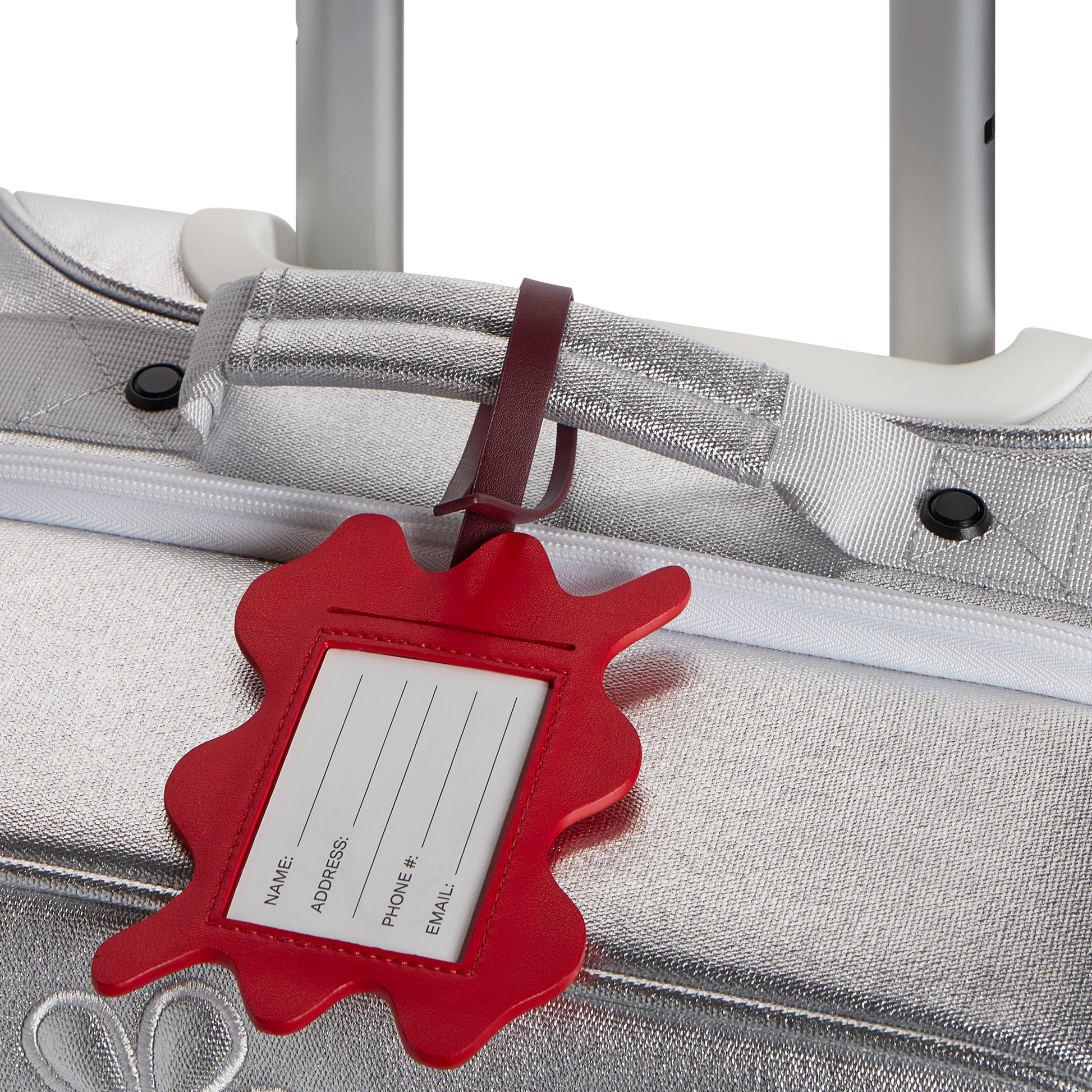 Luggage Tag Burgundy Squiggly