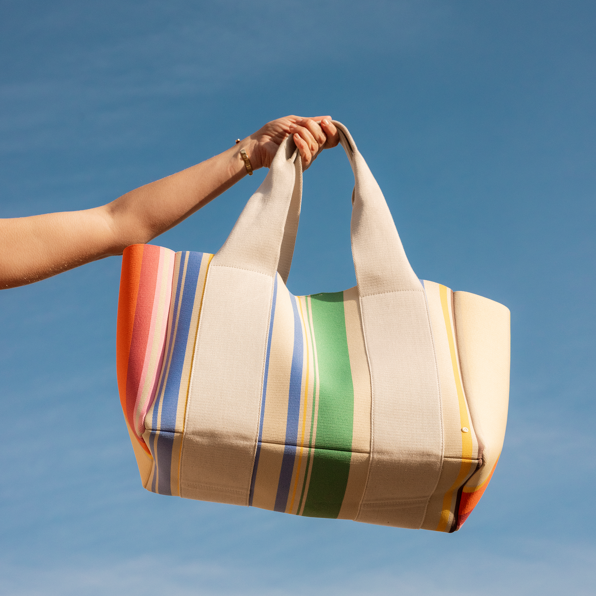 Wellington Cabana Tote Rainbow Stripe