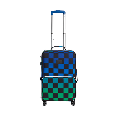 Logan Carry-On Suitcase Blue Checkerboard