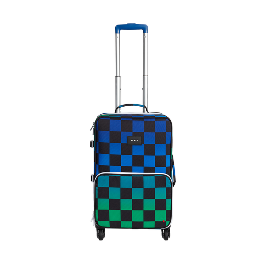 Logan Carry-On Suitcase Blue Checkerboard