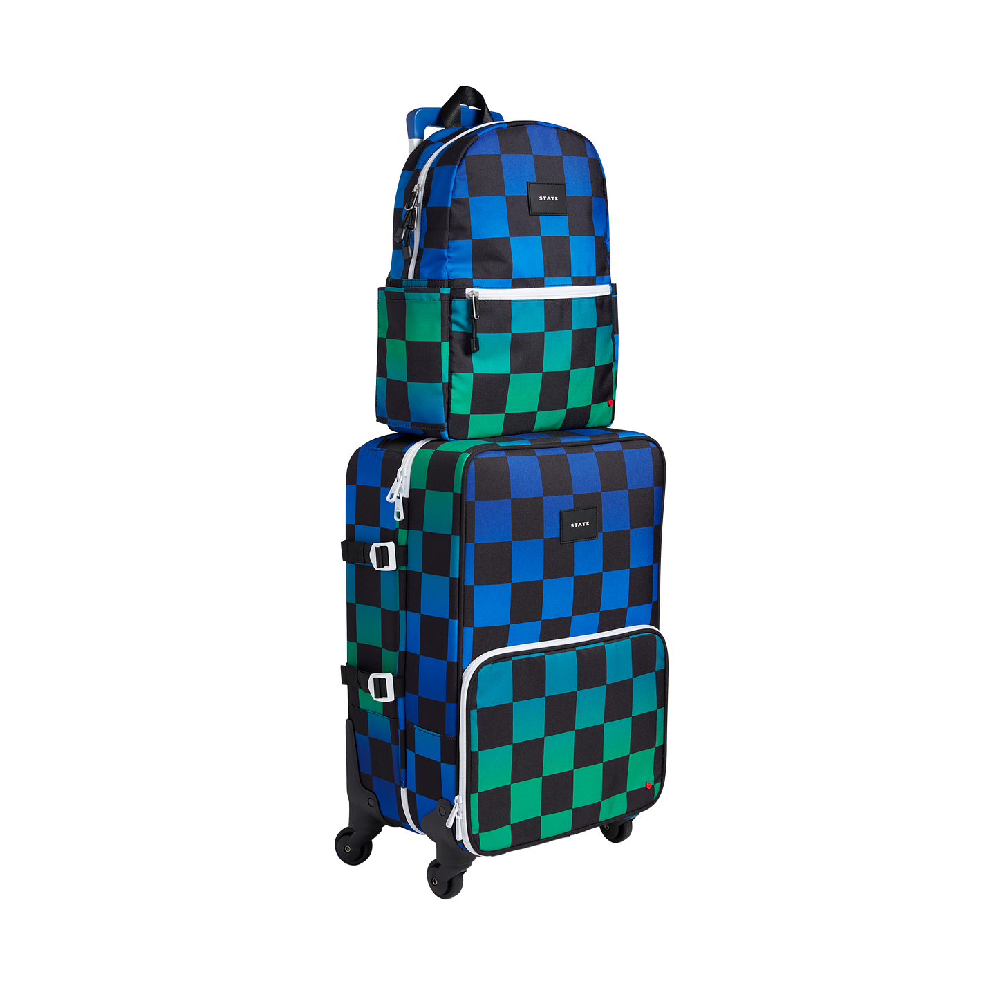 Logan Carry-On Suitcase Blue Checkerboard