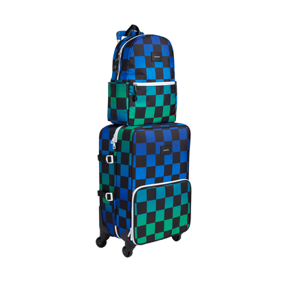 Logan Carry-On Suitcase Blue Checkerboard