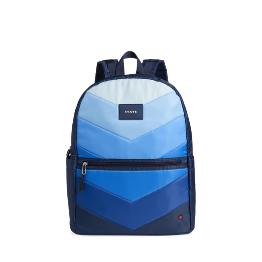 Kane Double Pocket Large Backpack Blue Chevron
