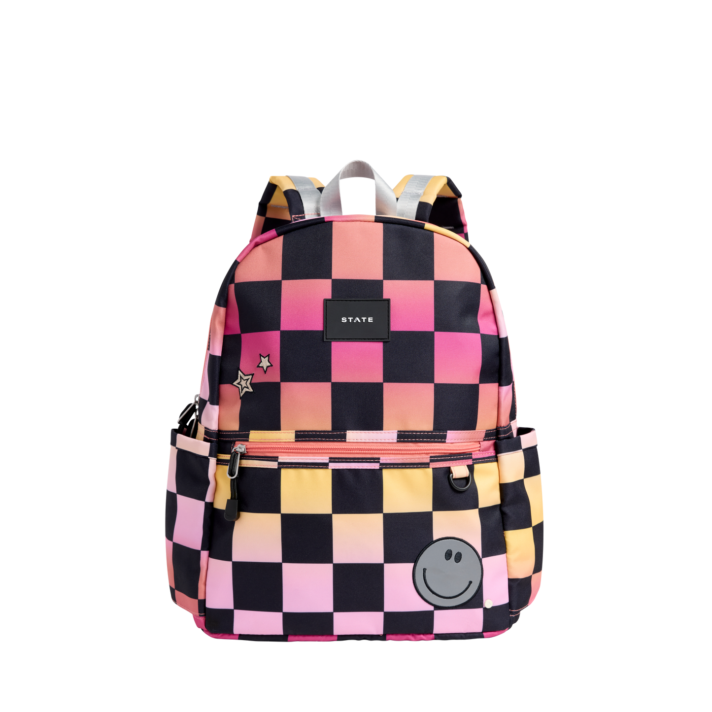 Kane Double Pocket Backpack Pink Checkerboard