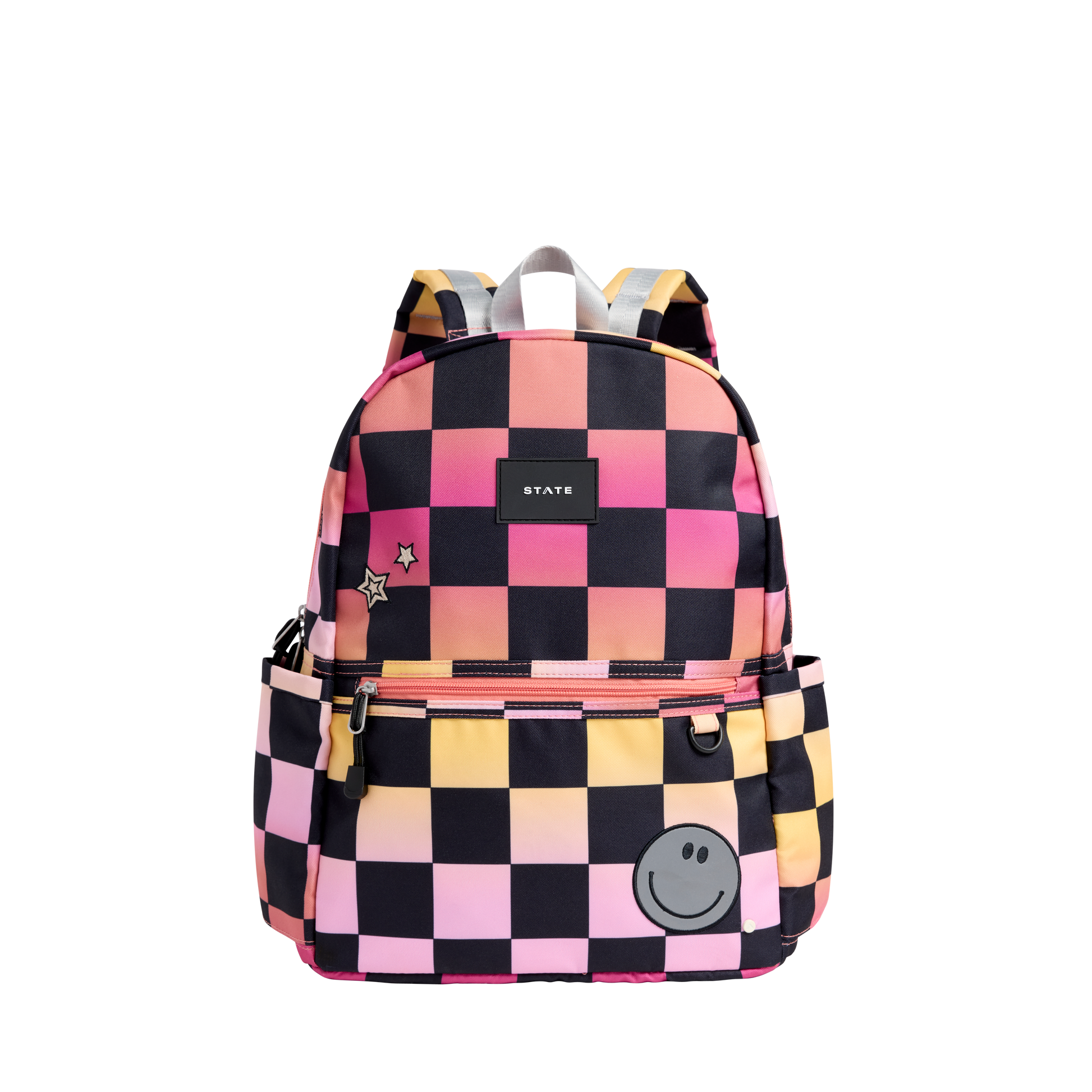 Kane Double Pocket Backpack Pink Checkerboard