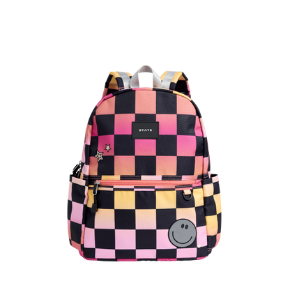 Kane Double Pocket Backpack Pink Checkerboard