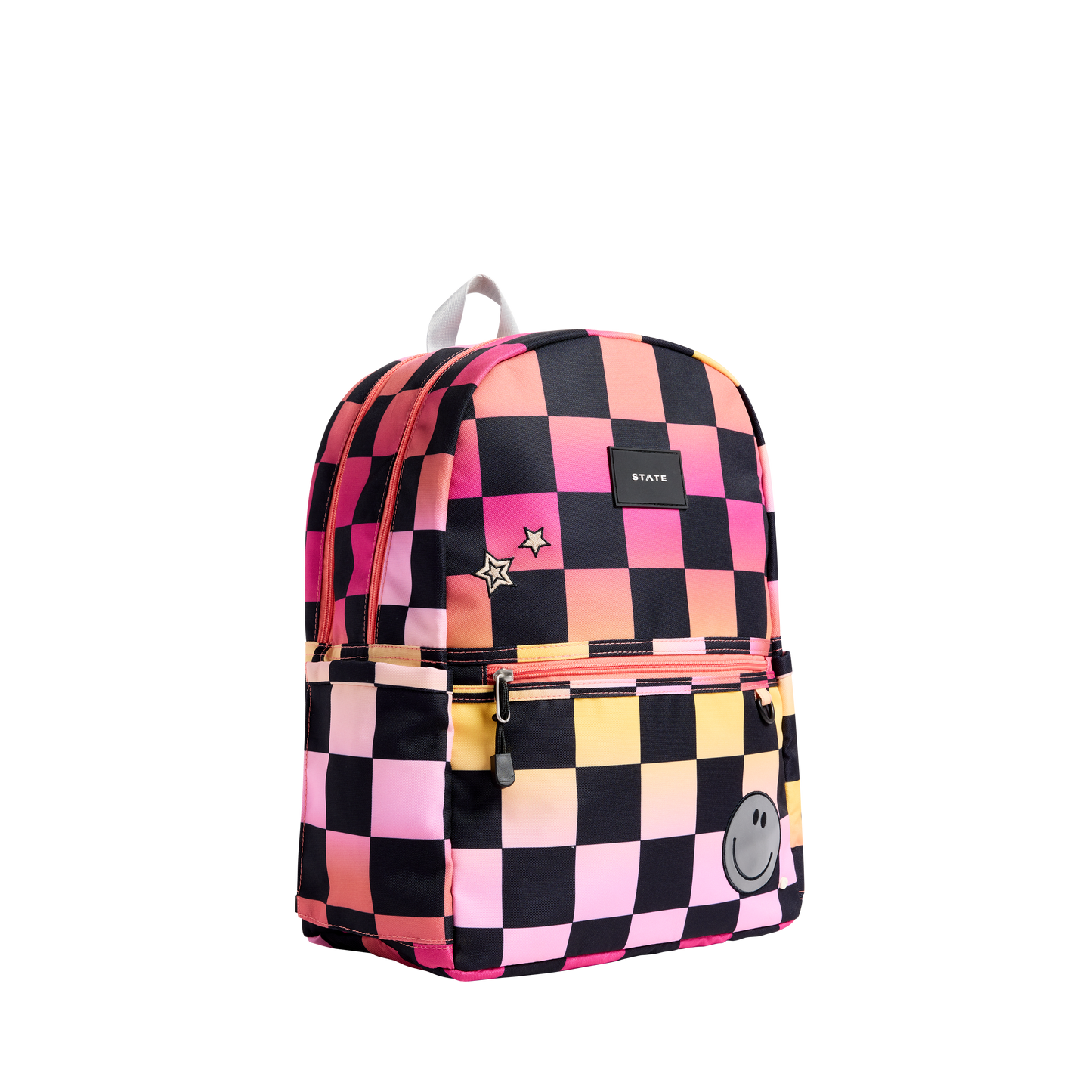 Kane Double Pocket Backpack Pink Checkerboard