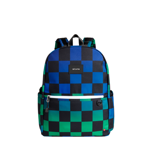 Kane Double Pocket Backpack Blue Checkerboard