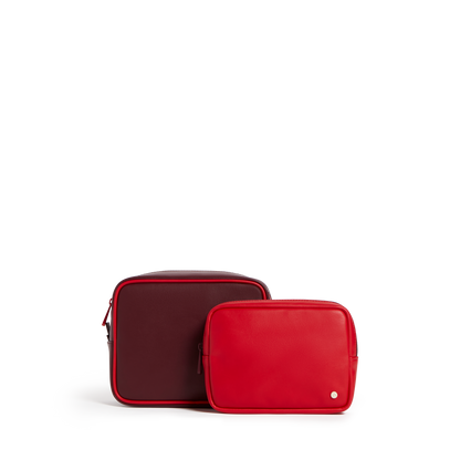 Travel Pouch Set of Two Burgundy