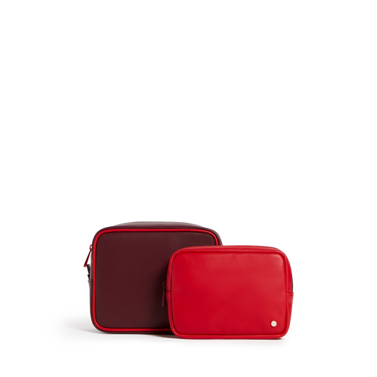 Travel Pouch Set of Two Burgundy