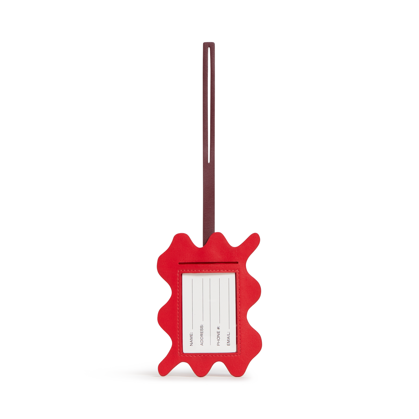 Luggage Tag Burgundy Squiggly