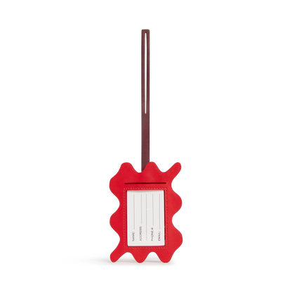 Luggage Tag Burgundy Squiggly