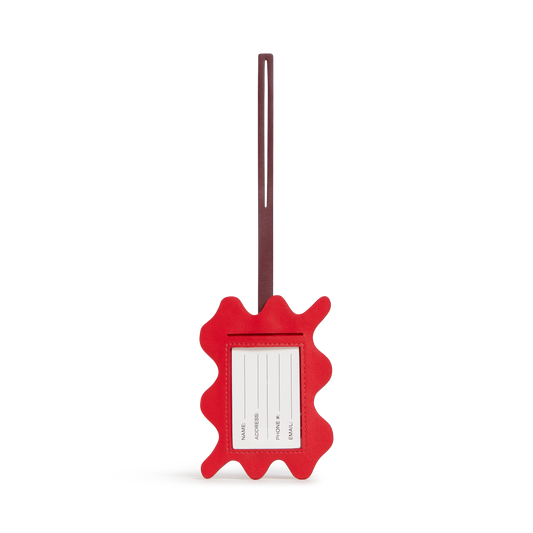 Luggage Tag Burgundy Squiggly
