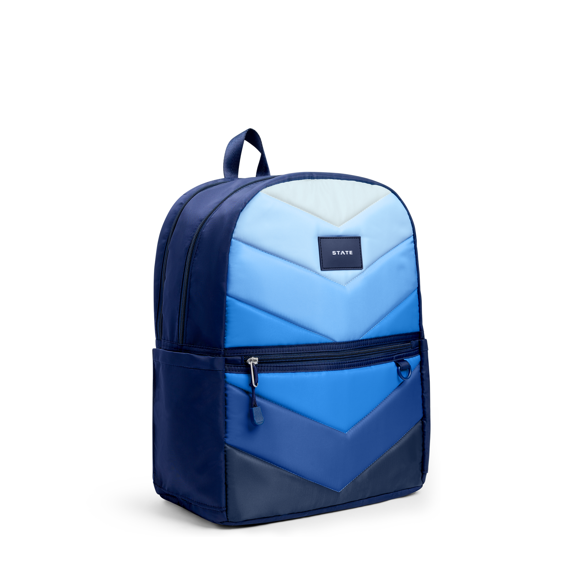 Kane Double Pocket Backpack Blue Chevron
