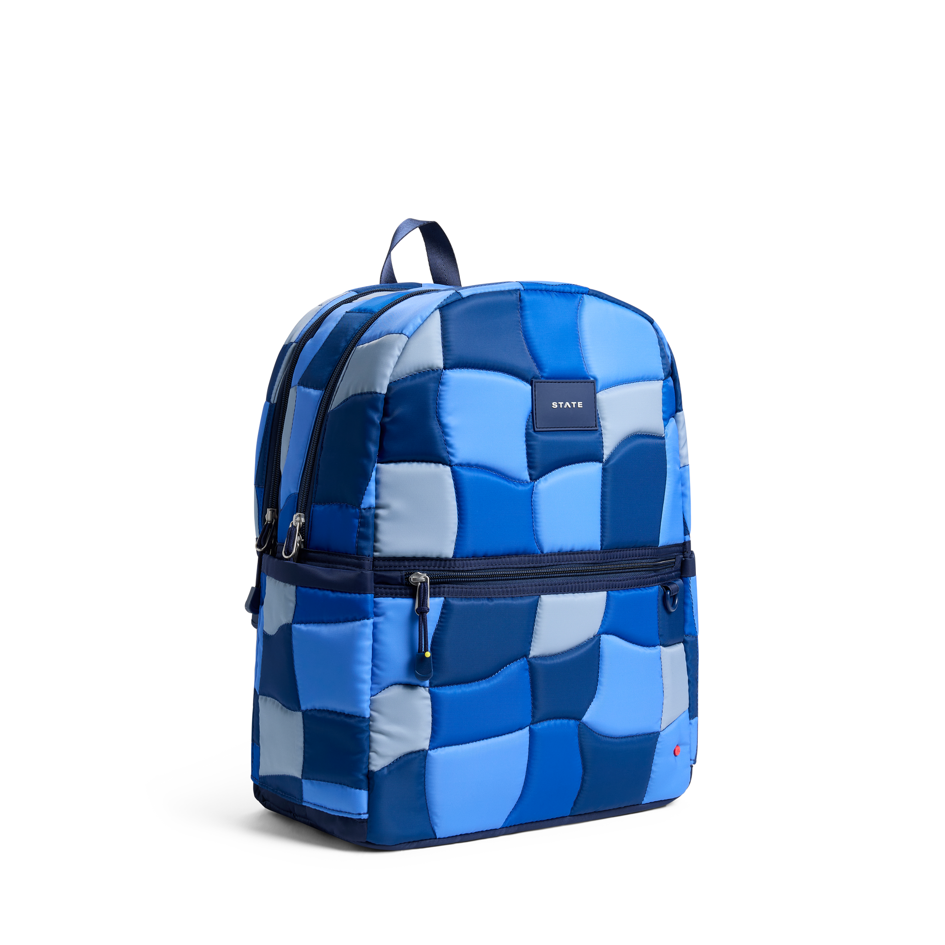 Kane Double Pocket Large Backpack Blue Puffer Check