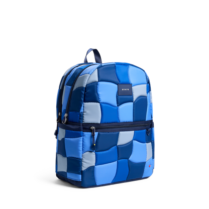 Kane Double Pocket Large Backpack Blue Puffer Check