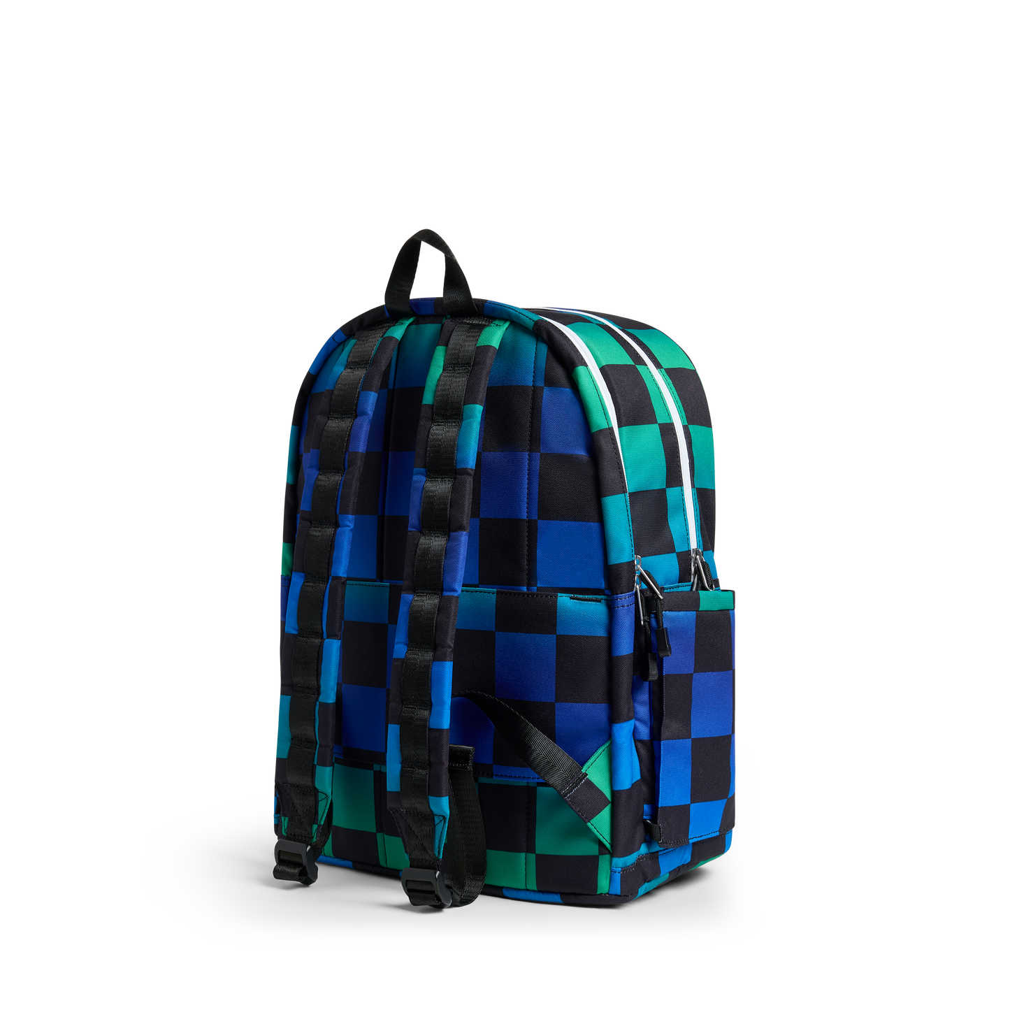 Kane Double Pocket Large Backpack Blue Checkerboard