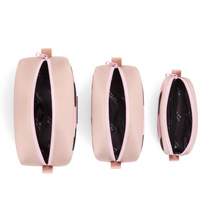 STATE x Cynthia Rowley Travel Pouch Set of Three Pink/Black Stripe