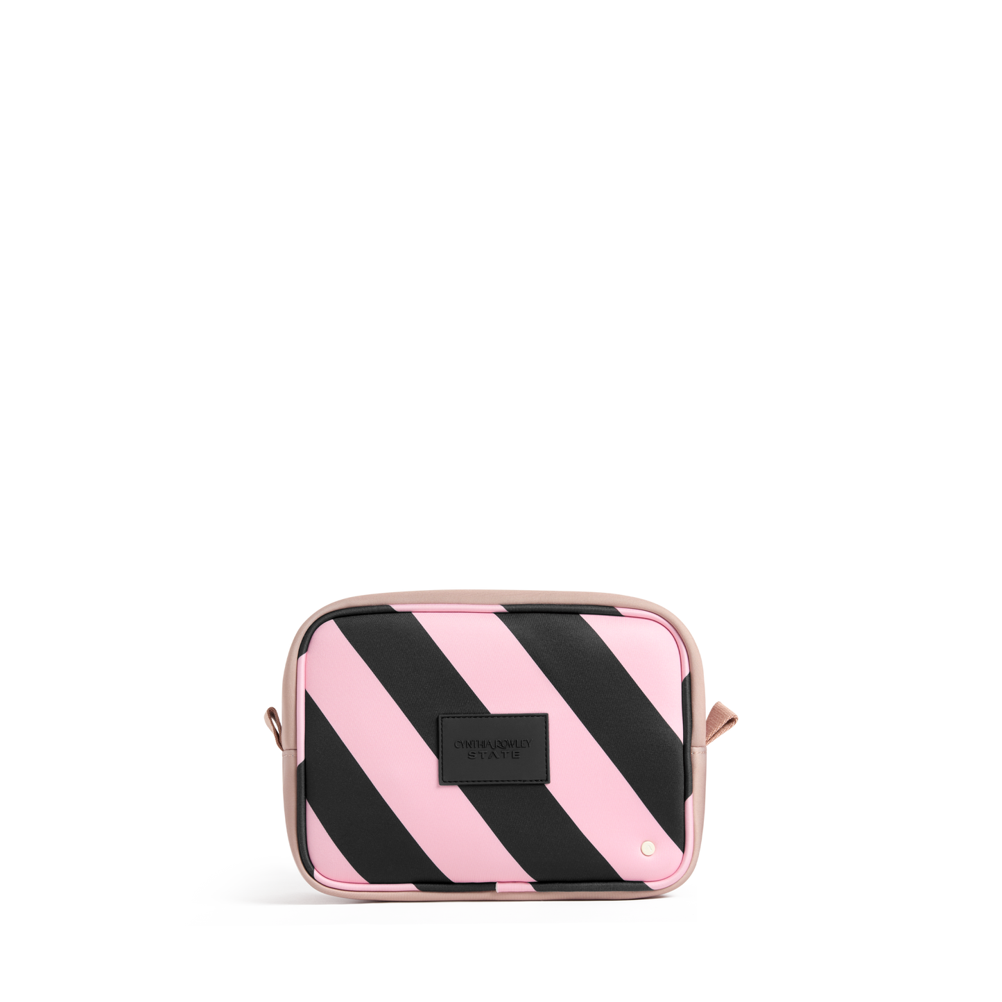 STATE x Cynthia Rowley Travel Pouch Set of Three Pink/Black Stripe