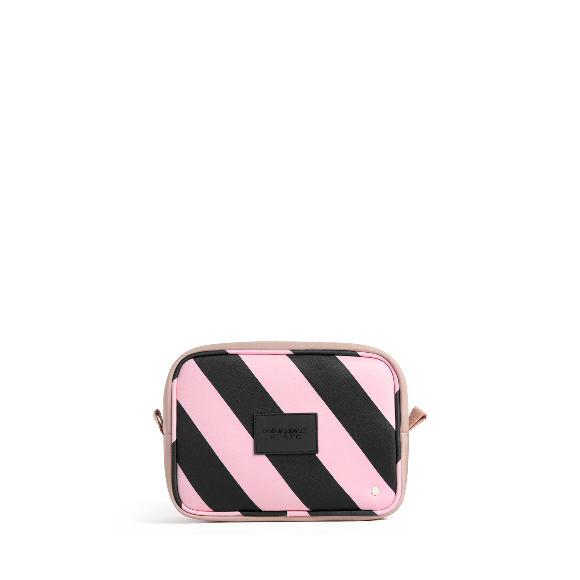 STATE x Cynthia Rowley Travel Pouch Set of Three Pink/Black Stripe