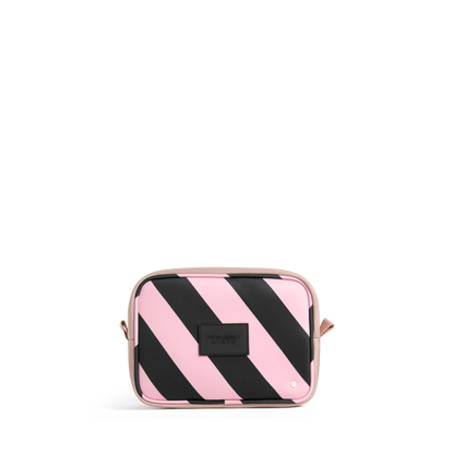 STATE x Cynthia Rowley Travel Pouch Set of Three Pink/Black Stripe