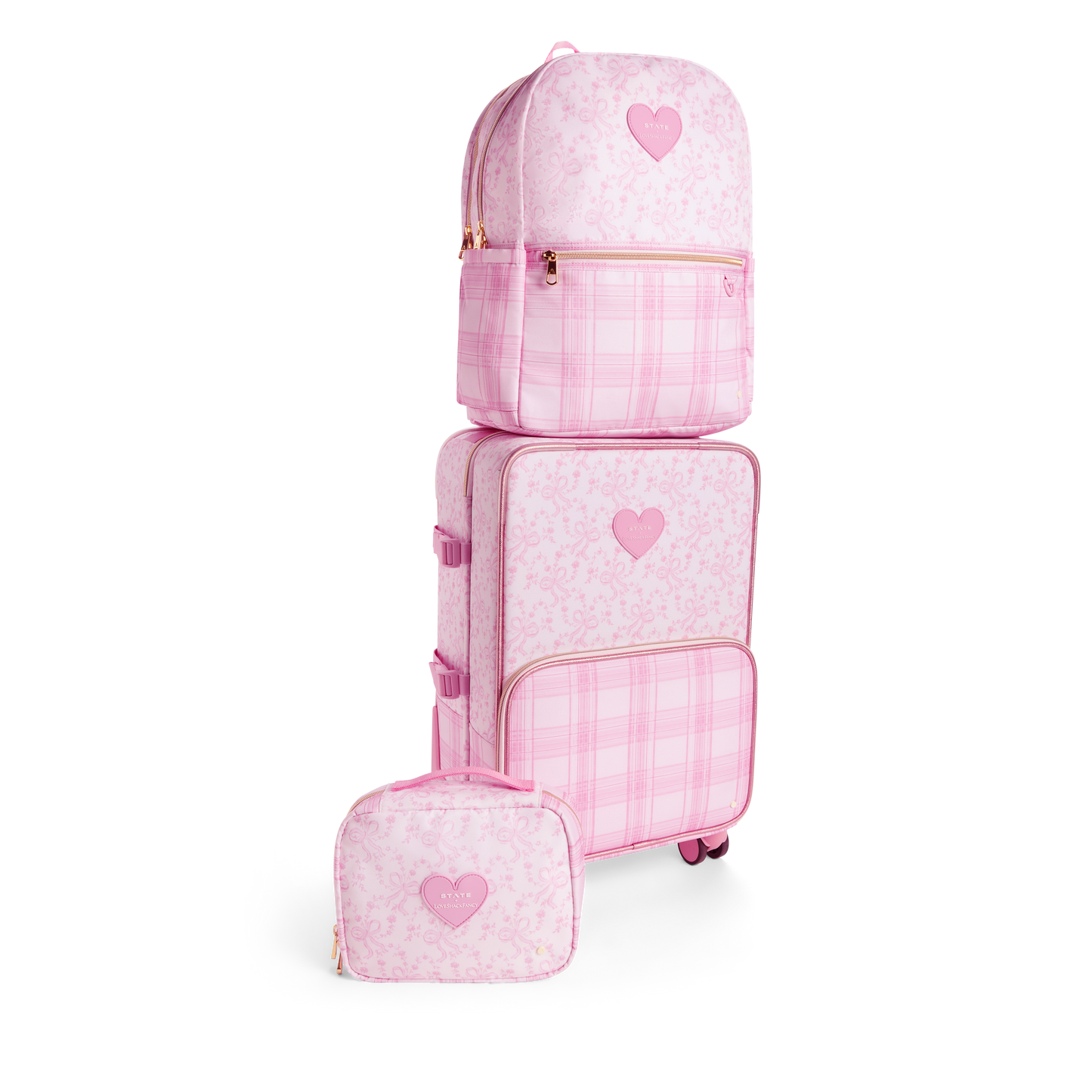STATE x LoveShackFancy Logan Carry-On Suitcase Pink Vanilla