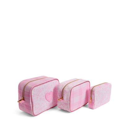STATE x LoveShackFancy Travel Pouch Set of Three Pink Vanilla