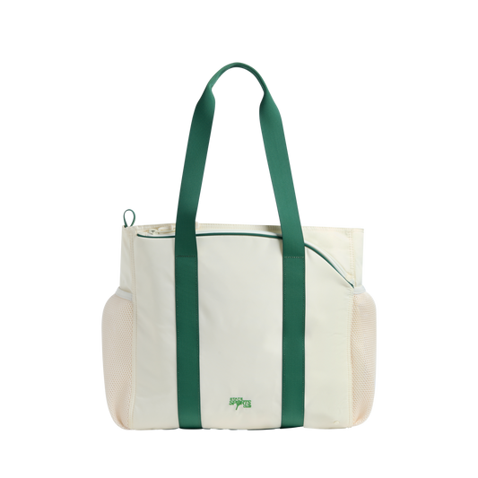 Riley Tennis Tote Ivory/Green