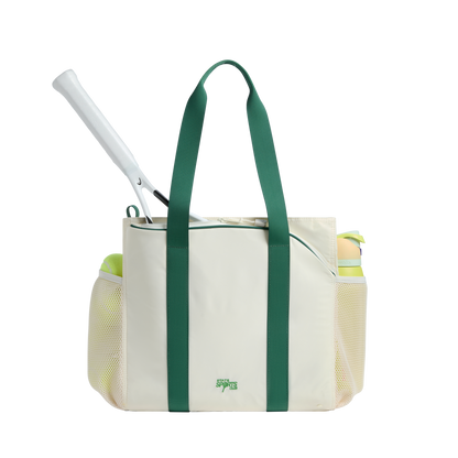 Riley Tennis Tote Ivory/Green