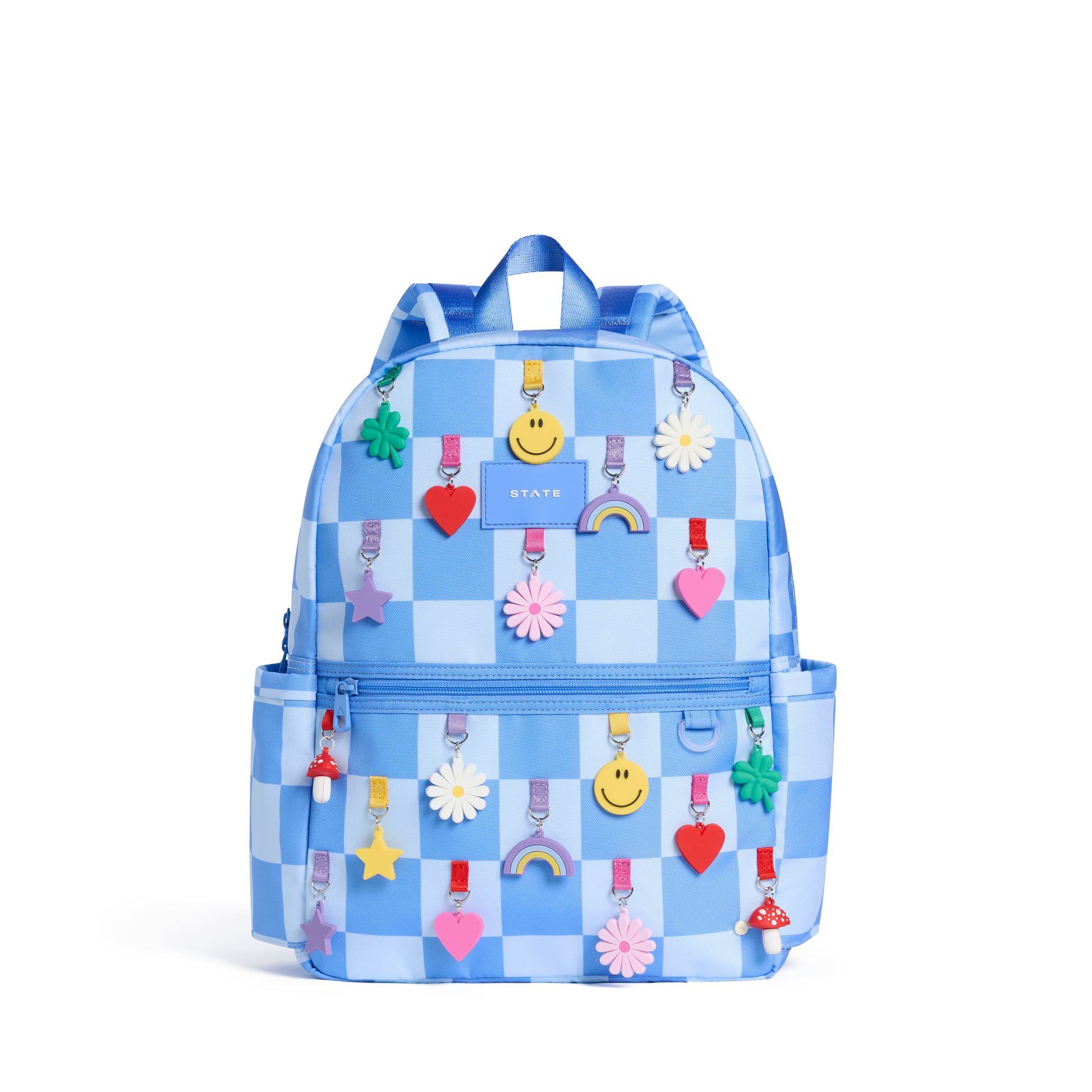 Kane Backpack Charms Blue Checkerboard