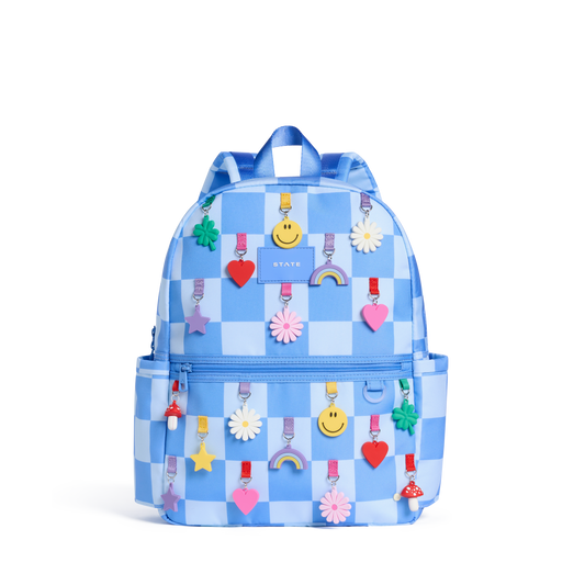Kane Backpack Charms Blue Checkerboard