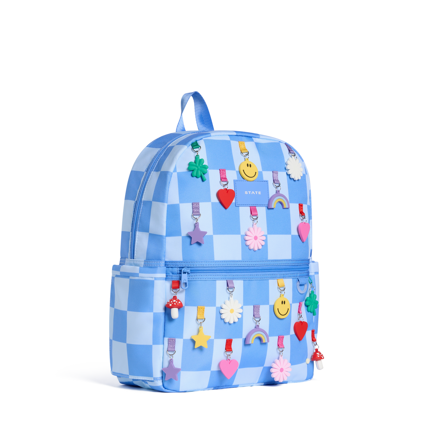 Kane Backpack Charms Blue Checkerboard