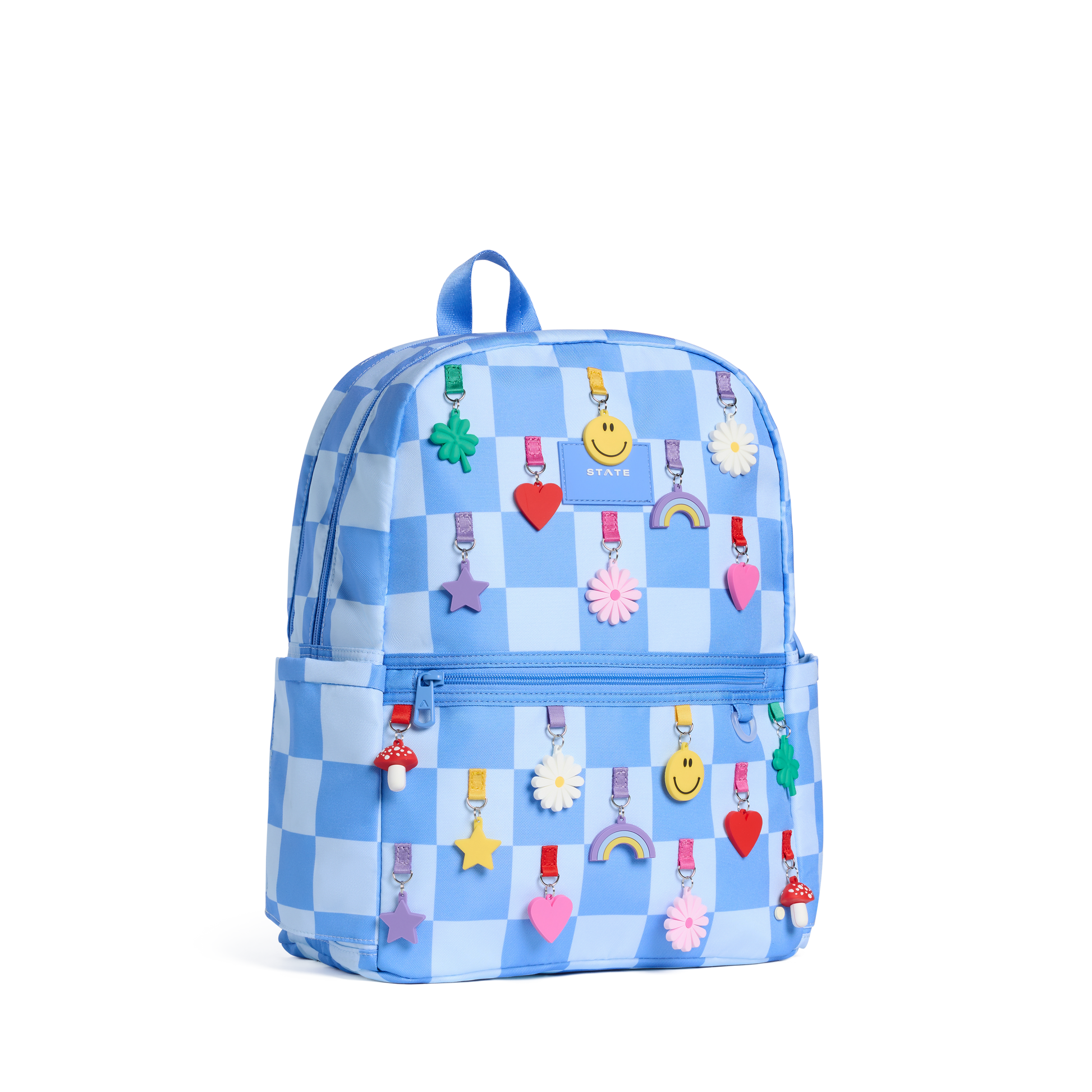 Kane Double Pocket Backpack Charms Blue Checkerboard