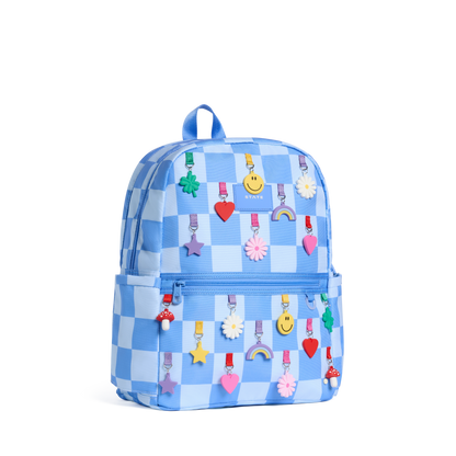 Kane Double Pocket Backpack Charms Blue Checkerboard