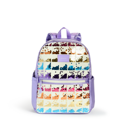 Kane Double Pocket Backpack Lilac Quilted Sequins