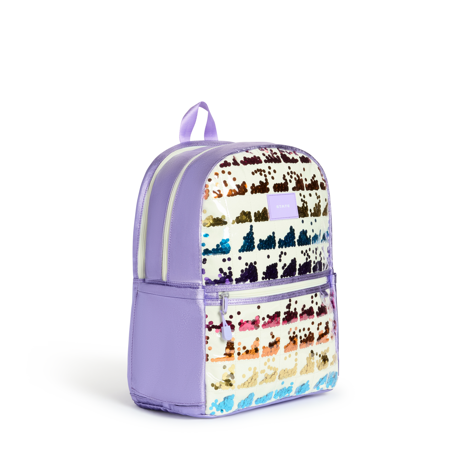 Kane Double Pocket Backpack Lilac Quilted Sequins