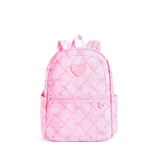 STATE x LoveShackFancy Kane Double Pocket Backpack Pink Peppermint